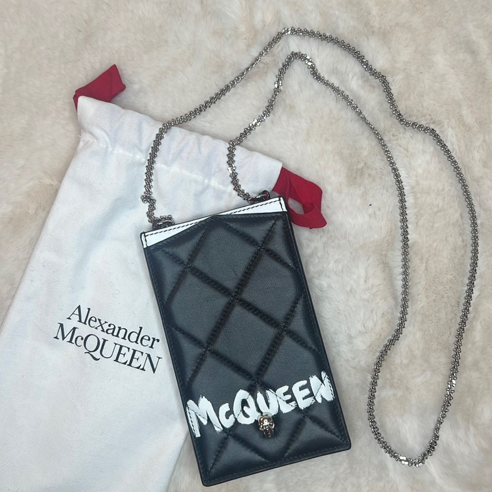 Black Alexander McQueen Graffiti Phone Case Chain